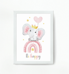 Quadro Infantil Elefante Be Happy - comprar online