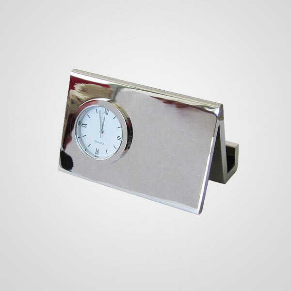 Juego para escritorio con reloj porta lápices y porta tarjetas de aluminio  promocionales, DK-022