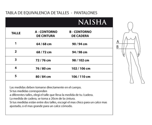 TABLA DE TALLES PANTALONES Comprar en NAISHA