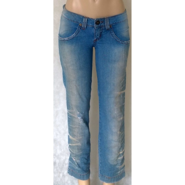 Jeans Capri para mulheres Stretch bordado denim Jean Angola