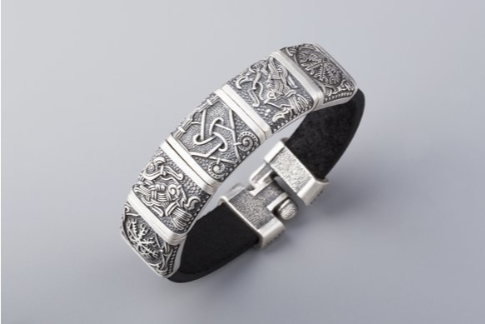 Asgard Pulsera vikingo pagana gótica gruesa dragón 2, Peltre, Sin gemas.