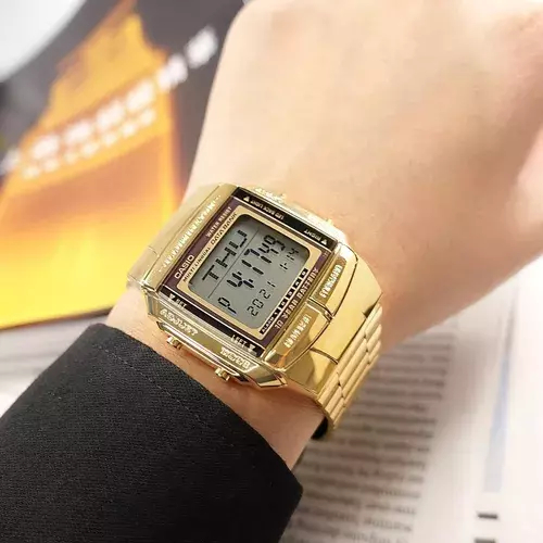 Reloj Casio DB360G 9A Vintage data bank digital de acero dorado WR
