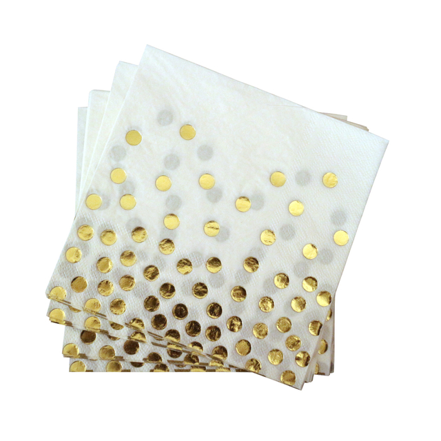 Servilletas de papel decoradas con textura tela, blanco y dorado.