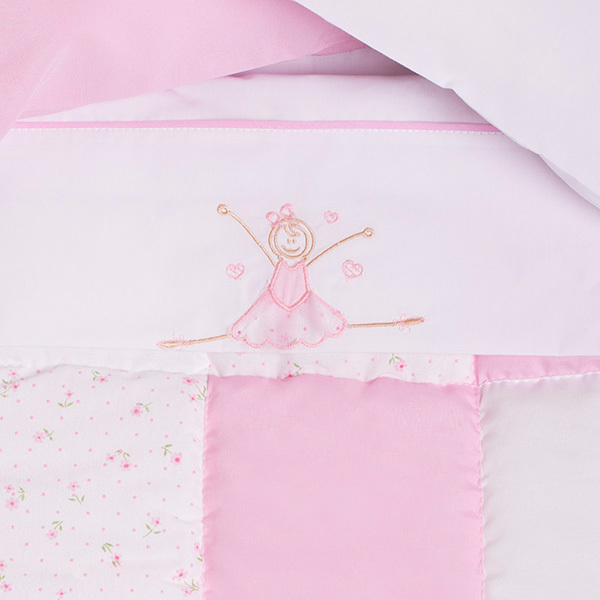 Sábanas lenceras batista para cochecito o cuna Blanco y rosa - Textil Bebé