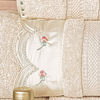 Coleção Florian - Jogo de toalha de lavabo 2 peças - Jogo de toalha para lavabo palha com barrado bordado palha