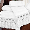 Coleção macramê Branco - Jogo de toalha de banho com barrado em macramê com 5 peças