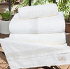 Coleção myriad - Jogo de toalha de banho branca Bordada com barrado em fibra de Bambu - Tecido ecológico