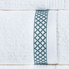Coleção myriad enxoval em fibra de bambu - Jogo de toalha de banho branca com barrado bordado em fibra de Bambu verde petróleo - Tecido ecológico