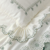 Jogo de lençol queen palha com bordado bordado floral verde no percal 400 no fio egípcio - 4 peças