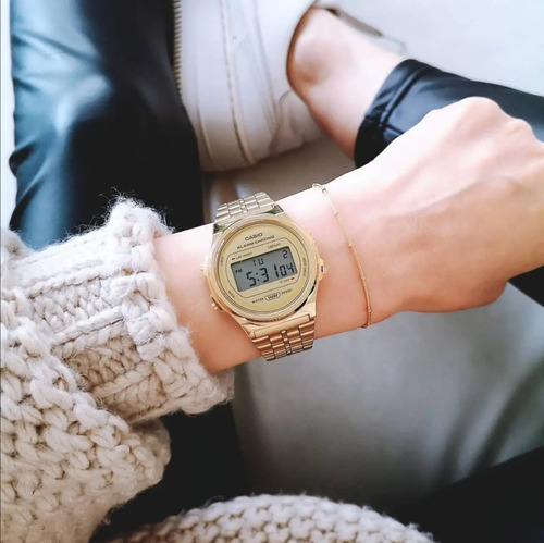 Reloj Casio A171WEG 9A Vintage Digital malla de acero dorado WR