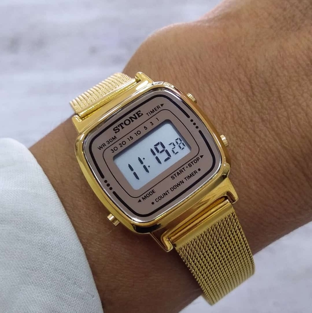 RELOJ STONE ST1102D Dorado Vintage Digital Dama