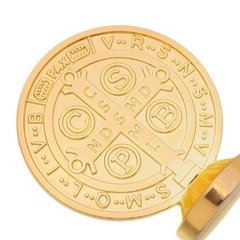 Medalha de São Bento para carro com fita adesiva - dourada - MÃE RAINHA ARTIGOS RELIGIOSOS