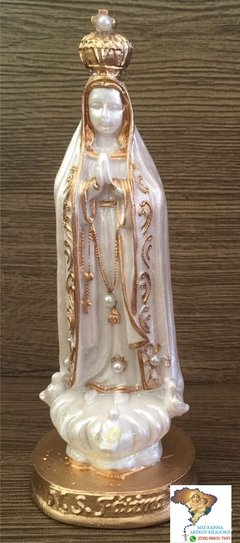 Imagem de Nossa Senhora de Fátima pérola em resina - 15 cm