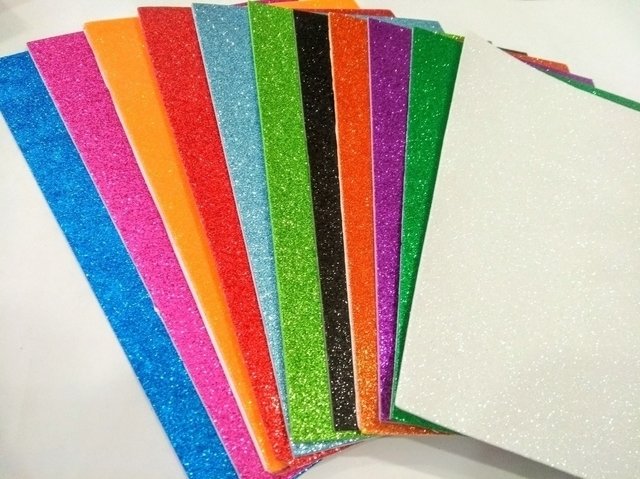 Carpeta Goma Eva Glitter adhesiva 6 colores