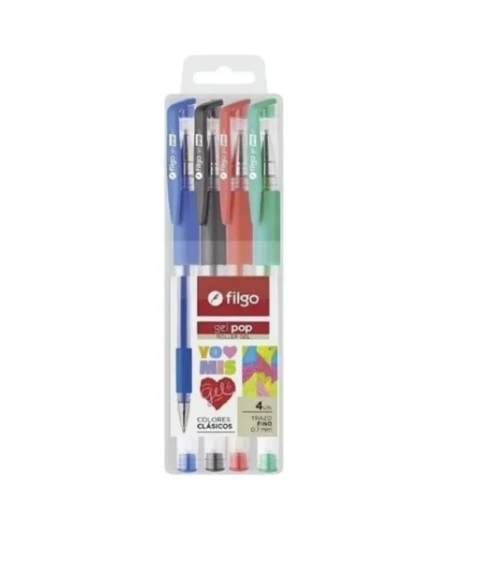 ROLLER FILGO GEL POP X 4 UNID. CLASICOS