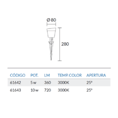 Jabalina LED 5W aluminio IP65 - 28CM - Electricidad Escobar