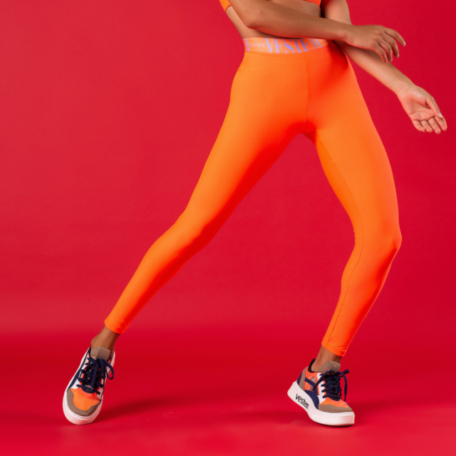 Calça Legging Tie Dye Neon Laranja com Preto - Lys Fitness - Calça