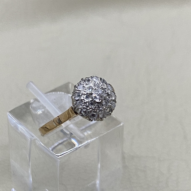 Anillo Antiguo Roseta oro 18k diamantes brillantes orbe