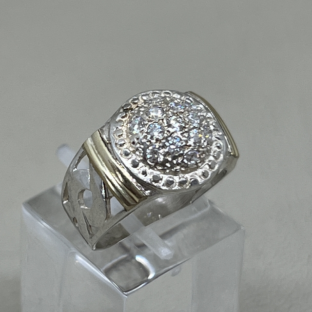 Anillo frutillita Plata 925 y oro con cubics III