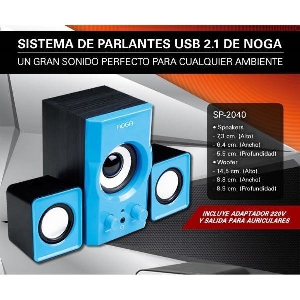 Parlantes Pc 2.1 11w Notebook Tv Conexi n 220v 3.5 Noga 2040