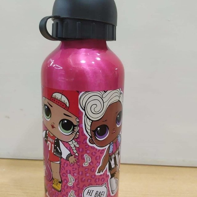 Botella de agua aluminio Stitch & Angel rosa 