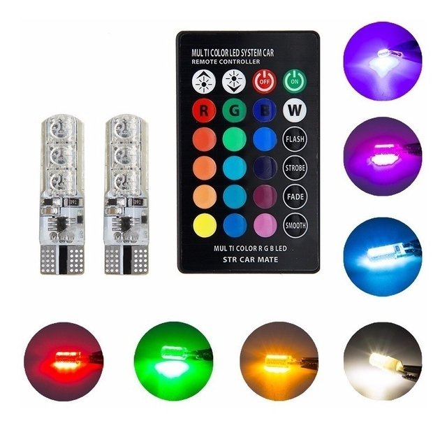 LED T10 RGB KIT CONTROL REMOTO - Bass Box Autoradio