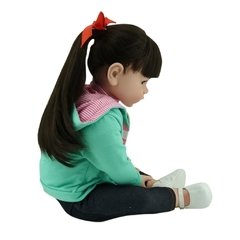 Bebê Boneca Reborn Com Cabelos Compridos Silicone Lançamento - comprar online