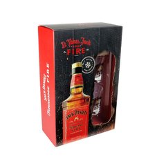 Licor de Whiskey Jack Daniels Fire 1000ml Pack com 2 Copos Shot
