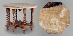Mesas Italianas en madera de nogal y mármol