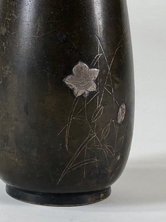 Vaso bronce empavonado y plata - comprar online