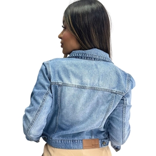 Jaqueta Jeans Com Elástico No Cós Feminina Revanche Winnipeg Azul