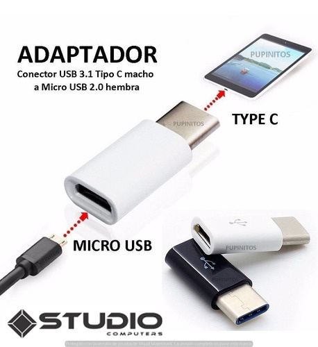 WirePC - Adaptador USB C macho a micro USB hembra