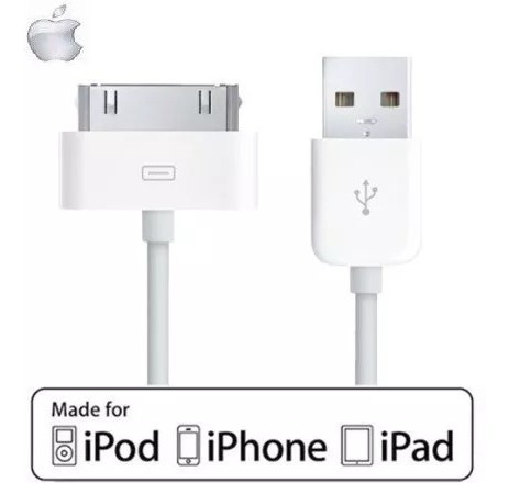 cable para cargador con certificación Apple de 10 pies y 30 pin para  iPhone4/4s, cable USB SYNC en color blanco extra largo (cable de 30 pin),  Blanco