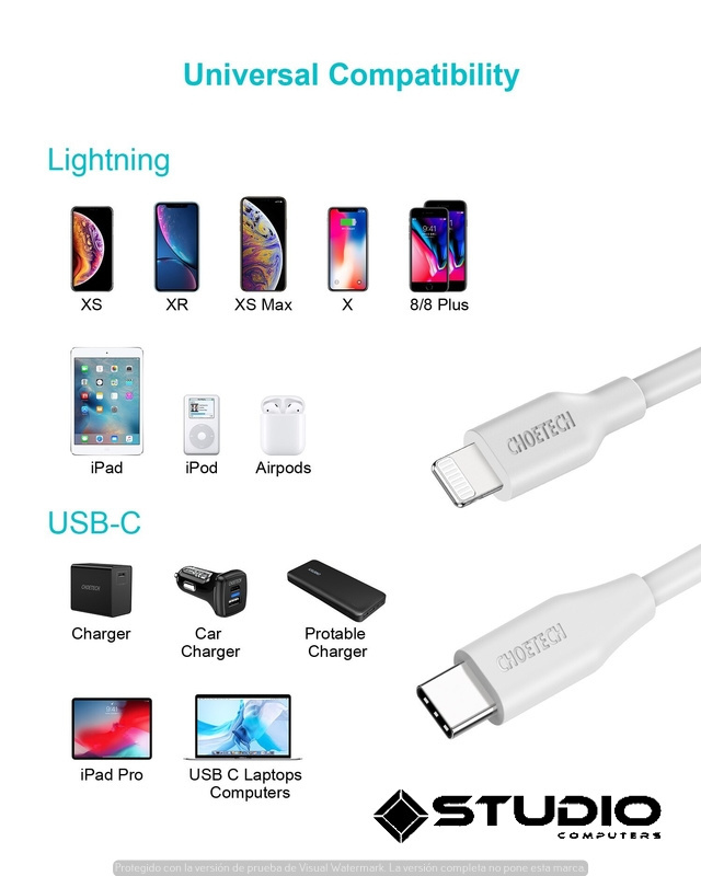 Cable Usb Tipo C A Lightning Cable iPhone 11 Xr Xs X 8 iPad