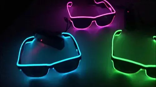 Lentes Gafas Con Luz De Neon Fluor Fiestas Nocturnas A Pilas