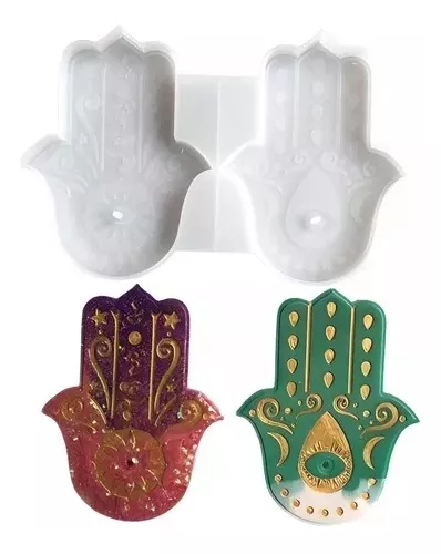 Molde de resina de silicona en forma de mano, moldes de resina, bandeja de  forma de manos, para almacenamiento de joyas, moldes de portavelas