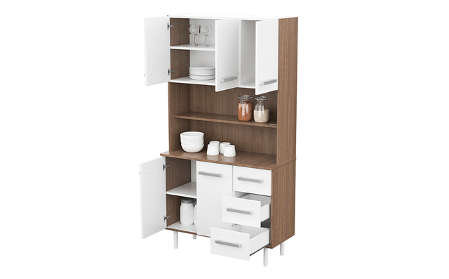 Escobero Mueble Organizador de Limpieza 1.80 MTS. 2 Puertas Blanco frente  Carvalho Mezzo