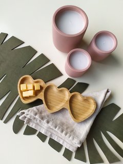 Mini Bandeja Coração Bambu Tripla - Casa de Domingo