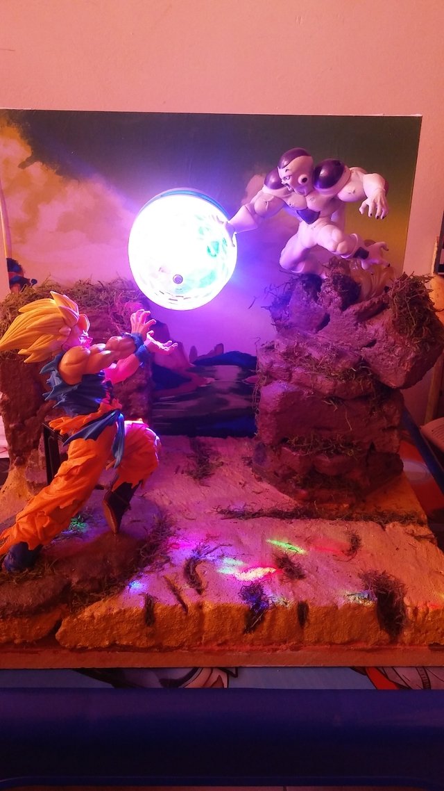 Diorama-Lampara Maqueta Genkidama Kamehameha Dragon Ball Z Con Luz