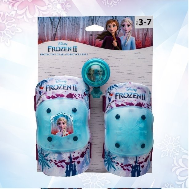 Kit Proteção Infantil 3-7 Anos Joelheira Cotoveleira Buzina Frozen Ii