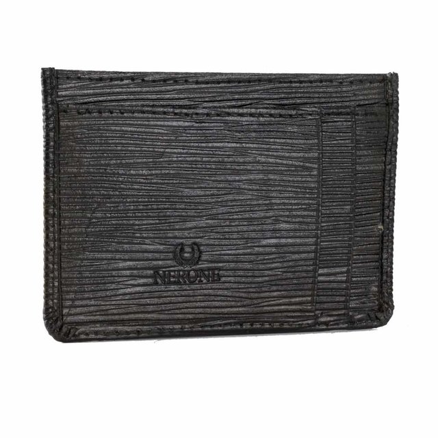 Carteira porta cartões NERONE Vittori couro texturizado preto