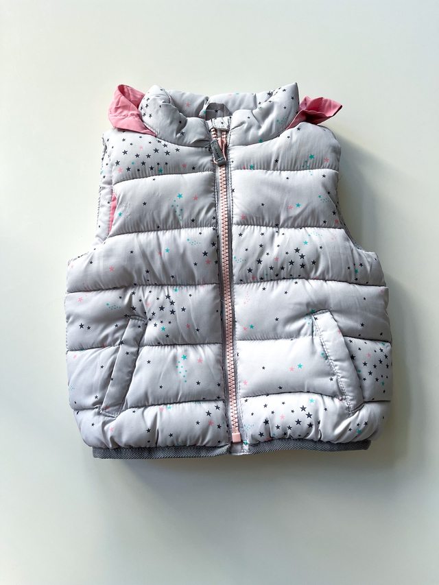 Chaleco Zara Beige Estrellas Capucha Desmontable Nina 6 9 M