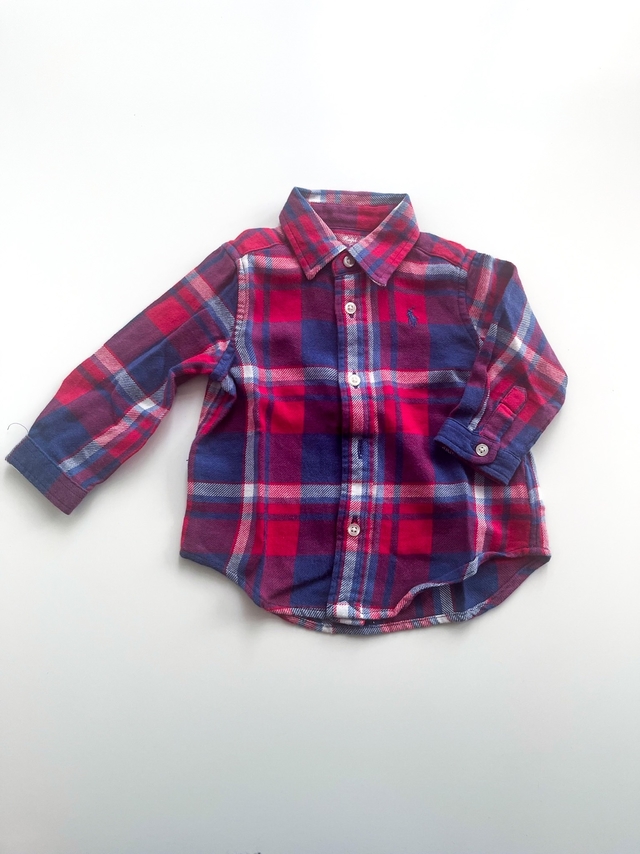 Camisa Cuadrille Polo Ralph Lauren Bebe Roja Talle 6 Meses