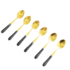 Set de 6 cucharas de acero dorado con mango de cerámica