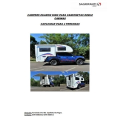 Campers para camionetas doble cabinas- Capacidad 4 Personas - sagripanti