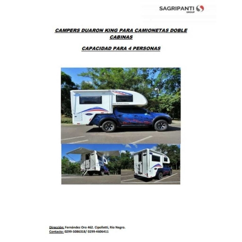 Campers para camionetas doble cabinas- Capacidad 4 Personas