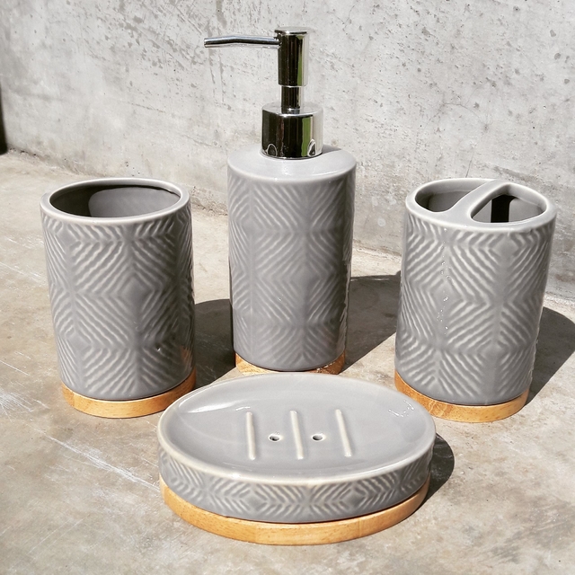 Setx4 accesorios baño ceramica base Bamboo