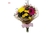 Buquê com gerberas coloridas, mini rosas amarelas, fantasia e um lindo laço. Ótima opção para aniversário.