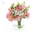 Lindo arranjo com astromelias rosas, egipsofila no vaso de vidro, ideal para ocasiões especiais.