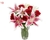 Lindo arranjo com seis lindos lirios perfumado, seis rosas vermelhas selecionadas, no vaso de vidro arranjo luxuoso e elegante.
